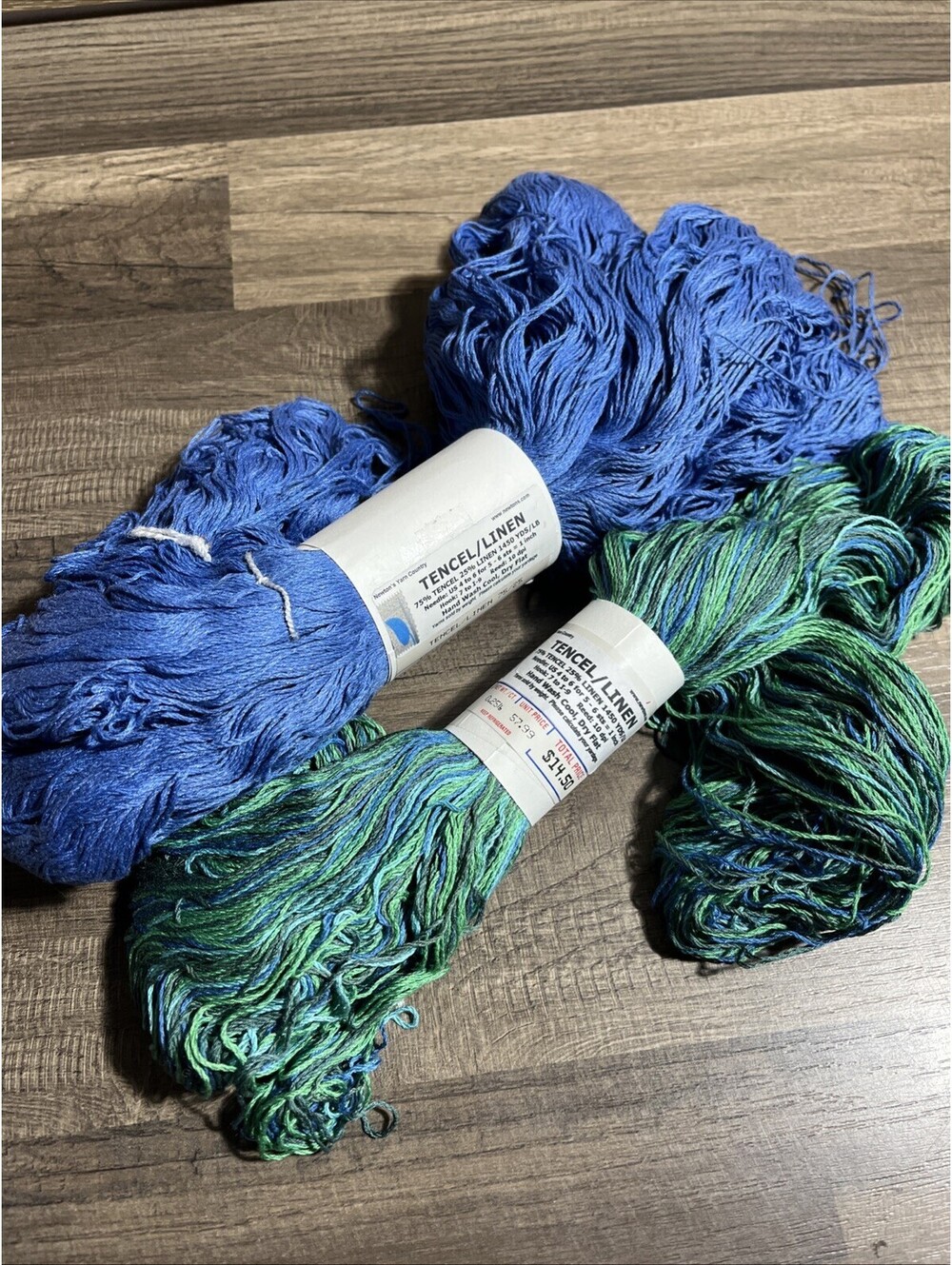 Tencel Linen Yarn Green And Blue